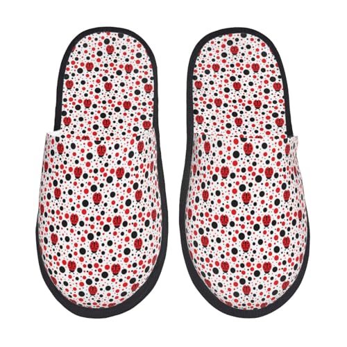 Kuilepa Damen-Slipper, Hausschuhe, Marienkäfer-Aufdruck, für drinnen und draußen, Winter von Kuilepa