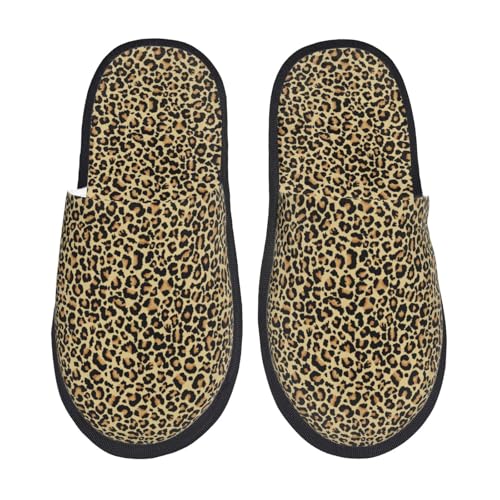 Kuilepa Damen-Slipper, Leopard1-Druck, flauschig, für drinnen und draußen, Winterhausschuhe, Schwarz, 6-8.5 Women/6-8 Men von Kuilepa