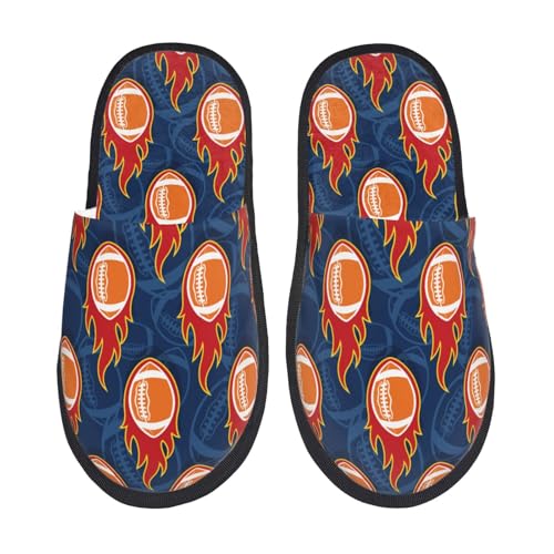 Kuilepa Damen-Slipper, Motiv: American Football und Feuerflammen, Schwarz, 6-8.5 Women/6-8 Men von Kuilepa