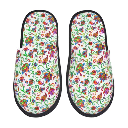 Kuilepa Damen-Slipper, Paisleymuster, flauschig, für drinnen und draußen, Winterhausschuhe, Schwarz, 6-8.5 Women/6-8 Men von Kuilepa