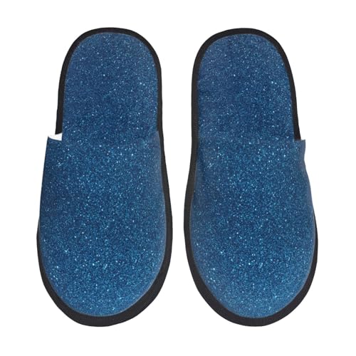 Kuilepa Damen-Slipper, dunkelblau, glitzernd, für drinnen und draußen, Winterhausschuhe, Schwarz, 6-8.5 Women/6-8 Men von Kuilepa