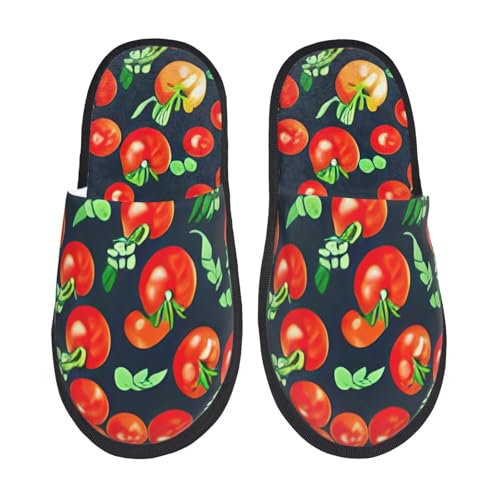Kuilepa Damen-Slipper, flauschig, für drinnen und draußen, mit Tomaten-Aufdruck von Kuilepa