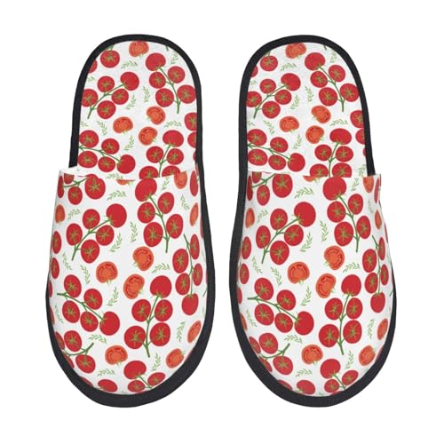 Kuilepa Damen-Slipper, flauschig, für drinnen und draußen, mit Tomatenmuster von Kuilepa