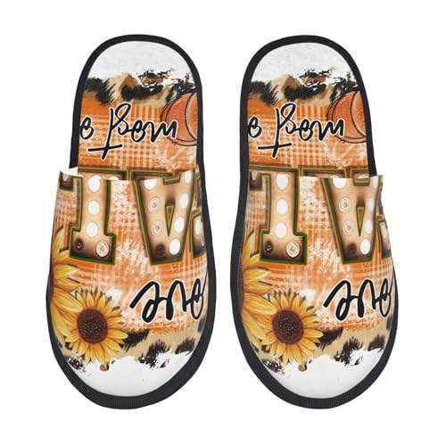 Kuilepa Damen-Slipper mit Aufschrift "I Love Fall Most Of All", flauschig, für drinnen und draußen, Schwarz, 6-8.5 Women/6-8 Men von Kuilepa