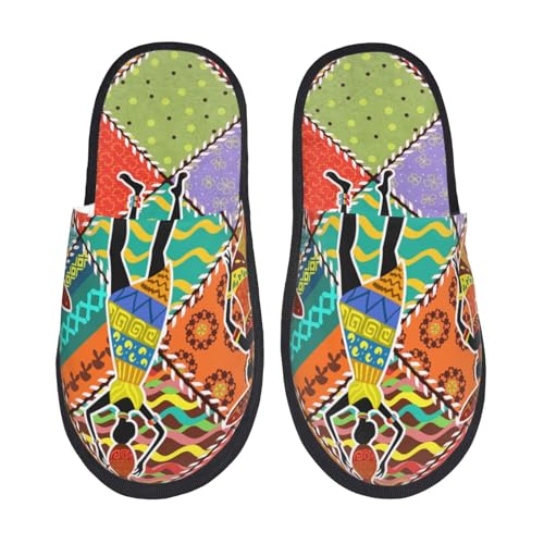 Kuilepa Dancing African Womans Damen-Slipper, flauschig, für drinnen und draußen, Winterhausschuhe von Kuilepa