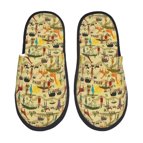 Kuilepa Ethnischer afrikanischer Druck, flauschiger Slipper, für drinnen und draußen, Winterhausschuhe von Kuilepa