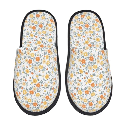 Kuilepa Floral1 Damen-Slipper, flauschig, für drinnen und draußen, Winterhausschuhe, Schwarz, 6-8.5 Women/6-8 Men von Kuilepa