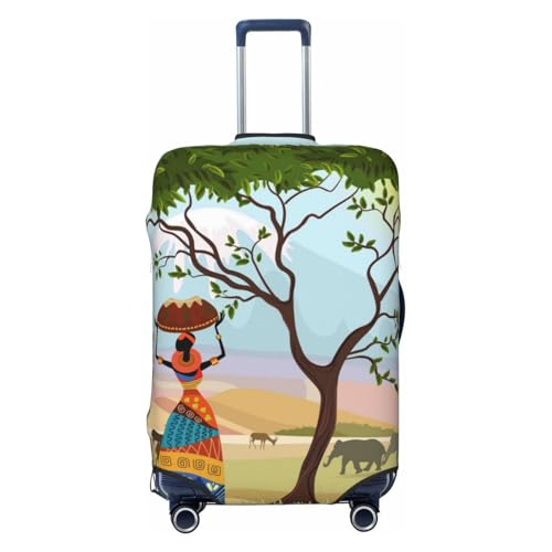 Kuilepa Gepäcküberzüge mit afrikanischen Frauen, elastisch, waschbar und dehnbar, kratzfest, passend für 45,7 - 81,3 cm Gepäck, kein Gepäck im Lieferumfang enthalten, Schwarz , S von Kuilepa