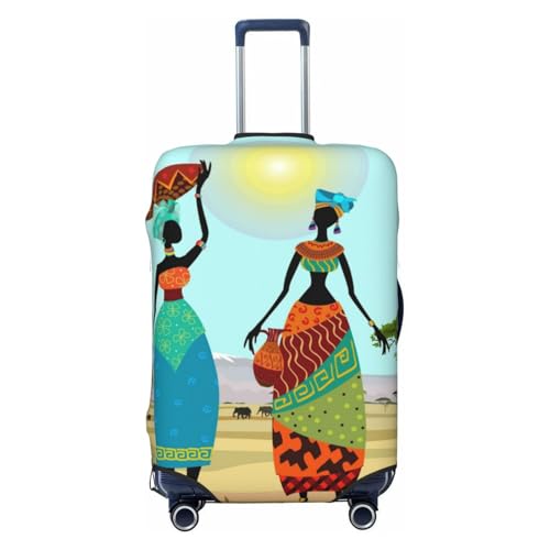 Kuilepa Gepäcküberzüge mit afrikanischen Frauen, elastisch, waschbar und dehnbar, kratzfest, passend für 45,7 - 81,3 cm Gepäck, kein Gepäck im Lieferumfang enthalten, Schwarz , XL von Kuilepa