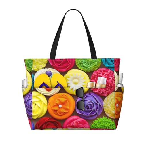 Kuilepa Große Sporttasche für Damen, Motiv: Cupcakes, bedruckt, für Wochenendreisen, wasserdicht von Kuilepa