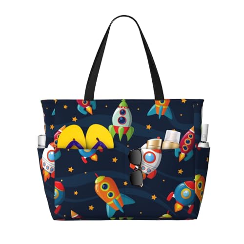 Kuilepa Große Sporttasche für Damen, Motiv: Raumschiffe und Sterne, für den Strand, Pool, für Wochenendreisen, wasserdicht von Kuilepa