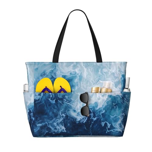 Kuilepa Große Sporttasche für Damen, Motiv: abstraktes Ozeanwellen-Motiv, Strandtasche, für Wochenendreisen, wasserdicht von Kuilepa