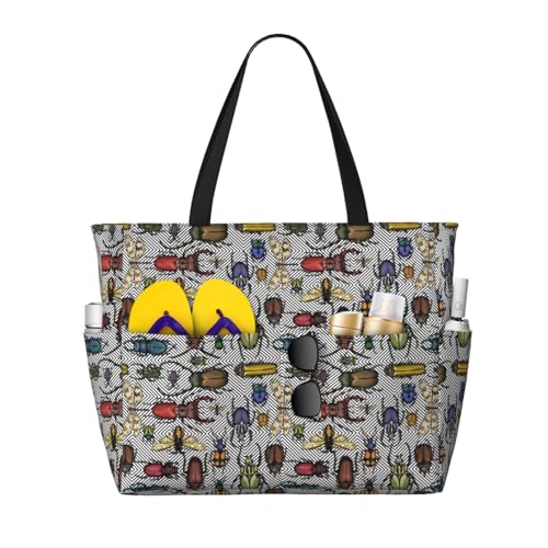 Kuilepa Große Sporttasche für Damen, Motiv: helle Insekten, für Wochenendreisen, wasserdicht von Kuilepa