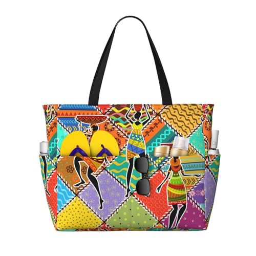 Kuilepa Große Sporttasche für Damen, Motiv: tanzende afrikanische Frauen, bedruckt, für Wochenendreisen, wasserdicht, Schwarz, Einheitsgröße von Kuilepa