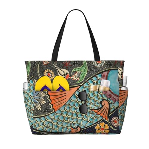 Kuilepa Große Sporttasche mit Fisch-Aufdruck, für Damen, für Wochenendreisen, wasserdicht von Kuilepa