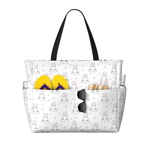 Kuilepa Große Sporttasche mit Herz-Hasen-Aufdruck, für Damen, für Wochenendreisen, wasserdicht von Kuilepa