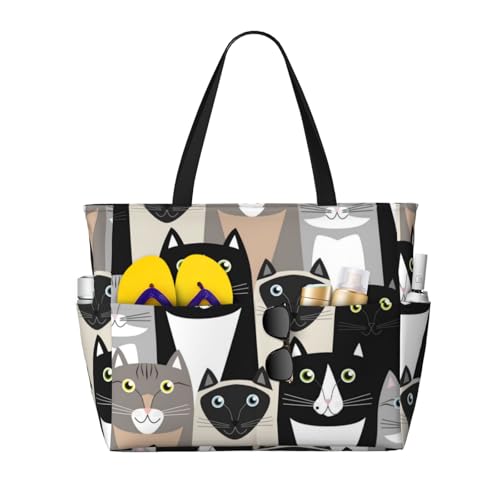 Kuilepa Große Sporttasche mit Katzenmotiv, für Damen, für Wochenendreisen, wasserdicht von Kuilepa