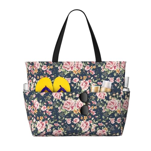 Kuilepa Große Sporttasche mit Vintage-Blumendruck, Strandtasche, für Damen, für Wochenendreisen, wasserdicht von Kuilepa