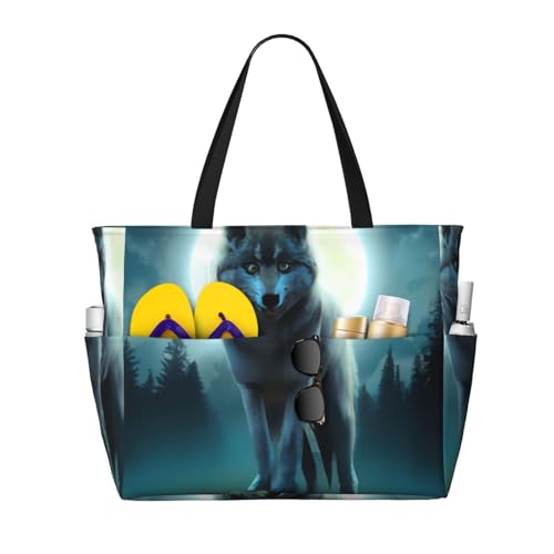 Kuilepa Große Sporttasche mit Wolfsaufdruck, für Damen, für Wochenendreisen, wasserdicht von Kuilepa