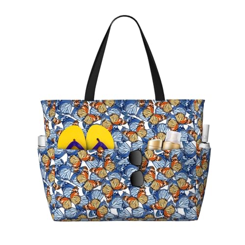 Kuilepa Große Sporttasche mit buntem Schmetterlings-Aufdruck, für Damen, für Wochenendreisen, wasserdicht, Schwarz, Einheitsgröße von Kuilepa