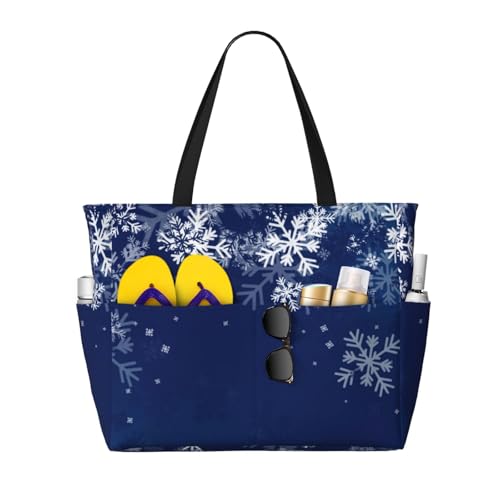 Kuilepa Große Tragetasche für Damen, Motiv: Weihnachten, blau, für Strand, Pool, Handgepäcktasche für Wochenendreisen, wasserdicht, Schwarz, Einheitsgröße von Kuilepa