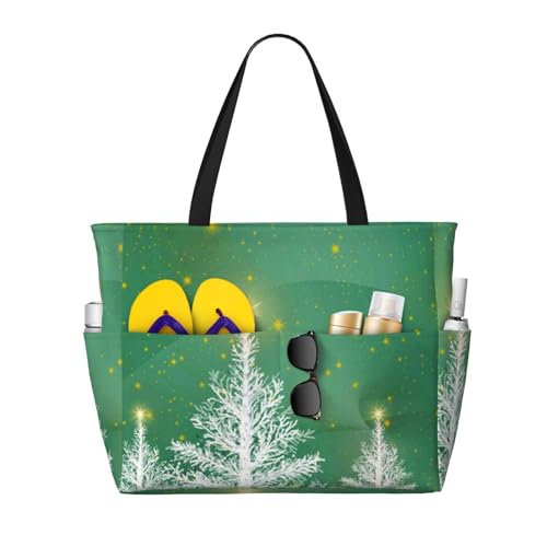 Kuilepa Große Tragetasche für Damen, Motiv: Weihnachten, grüner Druck, für Wochenendreisen, wasserdicht von Kuilepa