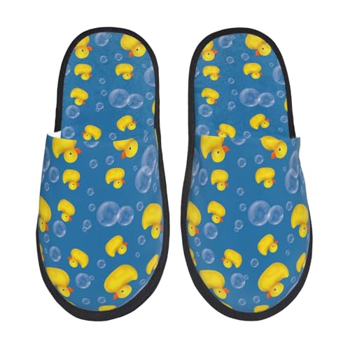 Kuilepa Gummi-Enten-Druck, flauschige Hausschuhe für drinnen und draußen, für den Winter von Kuilepa