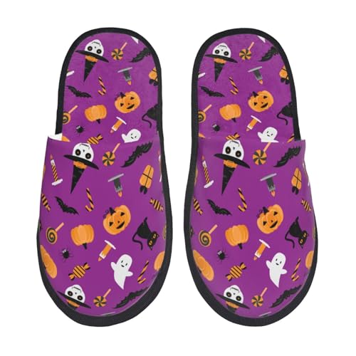 Kuilepa Halloween2 Damen-Slipper, flauschig, für drinnen und draußen, Winterhausschuhe von Kuilepa