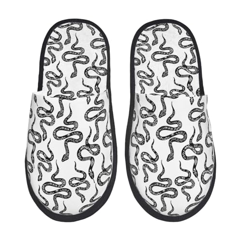 Kuilepa Handgezeichneter Schlangen-Print für Damen, flauschig, Slipper, für drinnen und draußen, Winterhausschuhe von Kuilepa