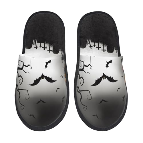 Kuilepa Happy Halloween 1 Print Damen Hausschuhe Fuzzy Slip On Indoor Outdoor Winter Haus Hausschuhe von Kuilepa