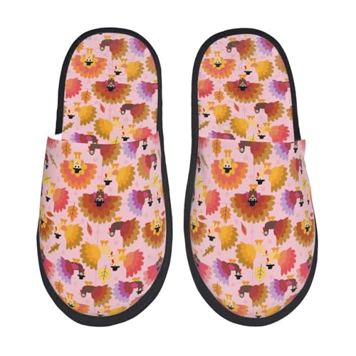 Kuilepa Happy Thanksgiving Turkey Print Damen Hausschuhe Fuzzy Slip On Indoor Outdoor Winter Haus Hausschuhe von Kuilepa