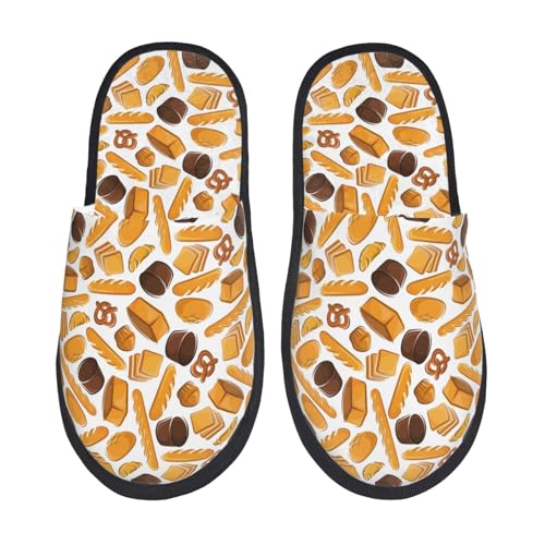 Kuilepa Hausschuhe für Damen, Motiv: Coffee Bun Hot Dog, flauschig, zum Reinschlüpfen, für drinnen und draußen, Winter, Schwarz, 6-8.5 Women/6-8 Men von Kuilepa