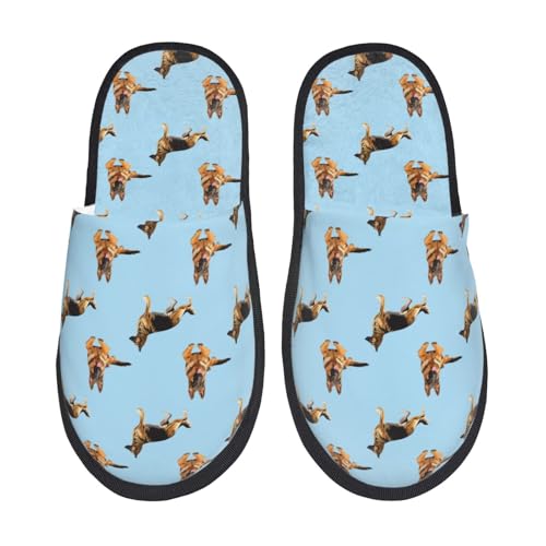 Kuilepa Hausschuhe für Damen, Motiv: Deutscher Schäferhund, flauschig, für drinnen und draußen von Kuilepa