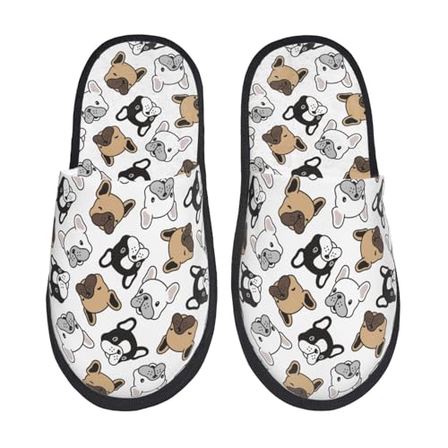 Kuilepa Hausschuhe für Damen, Motiv: Französische Bulldogge, flauschig, für drinnen und draußen von Kuilepa