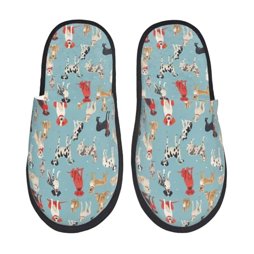 Kuilepa Hausschuhe für Damen, flauschig, für drinnen und draußen, mit Hunde-Aufdruck von Kuilepa