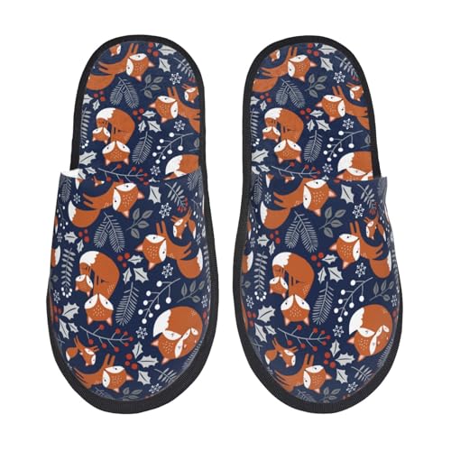 Kuilepa Hausschuhe für Damen, niedlicher Fuchs-Aufdruck, flauschig, für drinnen und draußen, Winter von Kuilepa