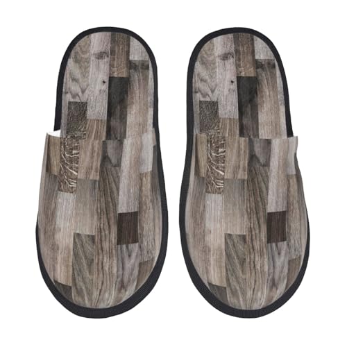 Kuilepa Hausschuhe mit Holzstruktur-Druck, flauschig, für drinnen und draußen, Winter von Kuilepa