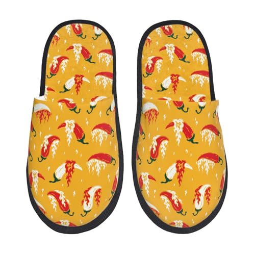 Kuilepa Hot Chilli Print Damen Hausschuhe Fuzzy Slip On Indoor Outdoor Winter Haus Hausschuhe von Kuilepa