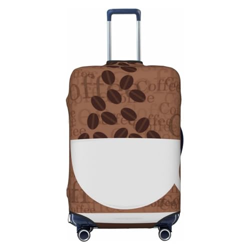 Kuilepa Kofferüberzüge mit Kaffeebecher-Aufdruck, elastisch, waschbar und dehnbar, kratzfest, passend für 45,7 - 81,3 cm Gepäck, kein Gepäck im Lieferumfang enthalten, Schwarz , XL von Kuilepa