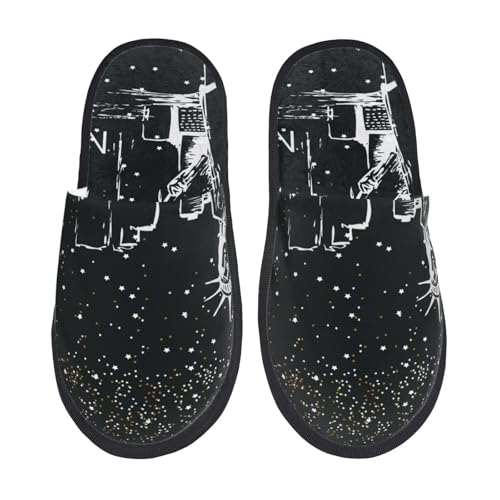 Kuilepa New York City1 Damen-Slipper, flauschig, für drinnen und draußen, Winterhausschuhe, Schwarz, 6-8.5 Women/6-8 Men von Kuilepa