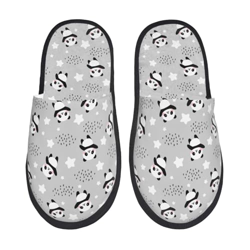 Kuilepa Pandas Between Clouds And Stars Print Damen Hausschuhe Fuzzy Slip On Indoor Outdoor Winter Haus Hausschuhe von Kuilepa
