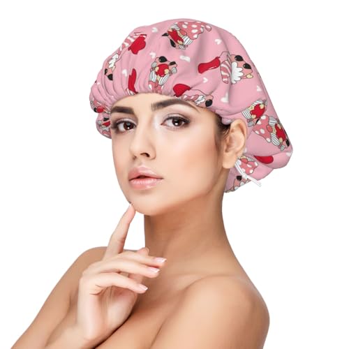 Kuilepa Seidenhaube aus Satin, für schlafende Frauen und Männer, doppellagige Haarhaube für lockige Zöpfe, Haare (Zwerg mit Herz) von Kuilepa