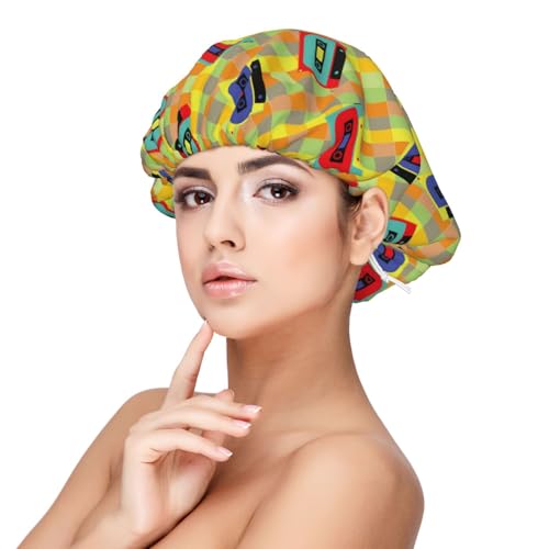 Kuilepa Seidenhaube aus Satin, für schlafende Frauen und Männer, doppellagige Haarhaube für lockiges Zöpfe, Haar (90er-Jahre Audio-Klebeband) von Kuilepa