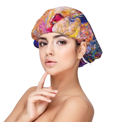 Kuilepa Seidenhaube aus Satin, für schlafende Frauen und Männer, doppellagige Haarhaube für lockiges Zöpfe, Haare, Ölgemälde von Kuilepa