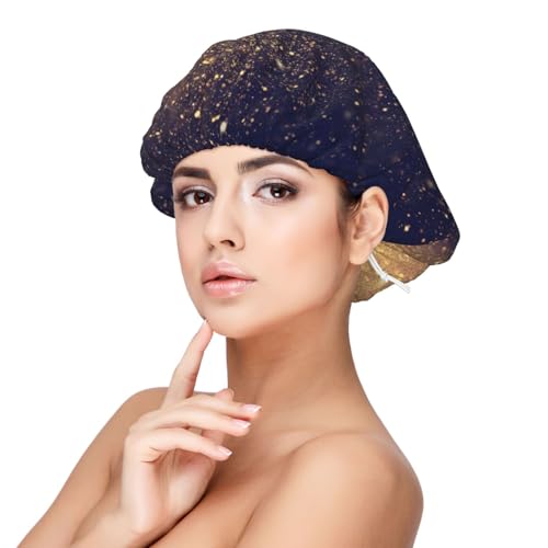 Kuilepa Seidenhaube aus Satin, für schlafende Frauen und Männer, doppellagige Haarhaube für lockiges Zopfhaar (Gold, Schwarz, Glitzer) von Kuilepa