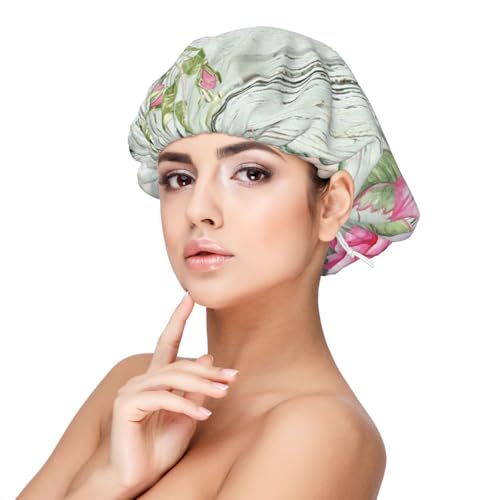 Kuilepa Seidenhaube aus Satin, für schlafende Frauen und Männer, doppellagige Haarhaube für lockiges Zopfhaar (Vintage-Holz mit Blumen) von Kuilepa