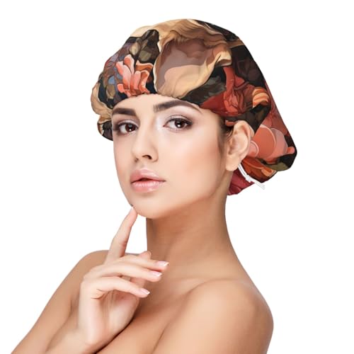 Kuilepa Seidenhaube aus Satin, für schlafende Frauen und Männer, doppellagige Haarhaube für lockiges Zopfhaar (Vintage rote Blume, Chihuahua) von Kuilepa