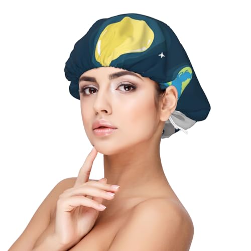 Kuilepa Seidenhaube aus Satin für schlafende Frauen und Männer, doppellagige Haarhaube für lockiges Zopfhaar (Astronaut mit USA-Flagge) von Kuilepa