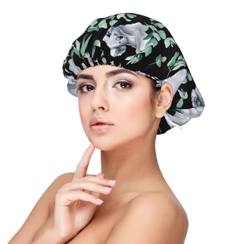 Kuilepa Seidenhaube aus Satin für schlafende Frauen und Männer, doppellagige Haarhaube für lockiges Zopfhaar (Cartoon-Koalabär) von Kuilepa