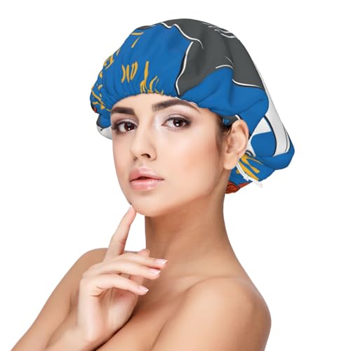 Kuilepa Seidenhaube aus Satin für schlafende Frauen und Männer, doppellagige Haarhaube für lockiges Zopfhaar (Hai mit Sonnenbrille und Hummer) von Kuilepa
